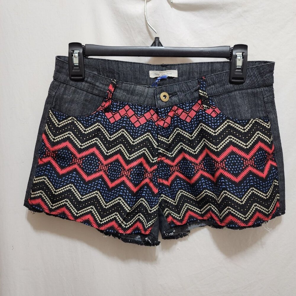 Tea n Rose Chevron‎ Striped Geometric Shorts Womens M New Low Rise Cut-Off
